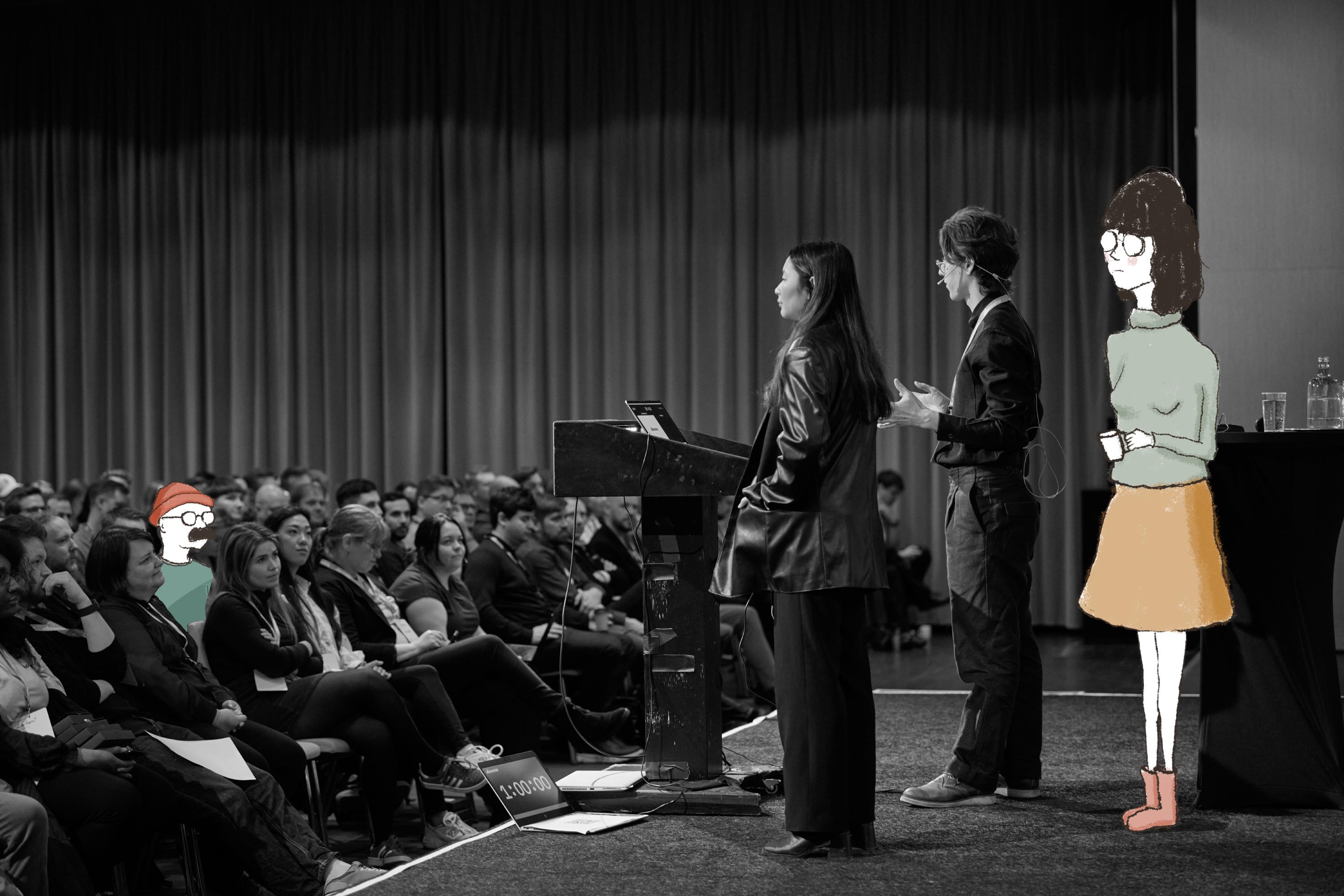 the conference venue seen from the main stage